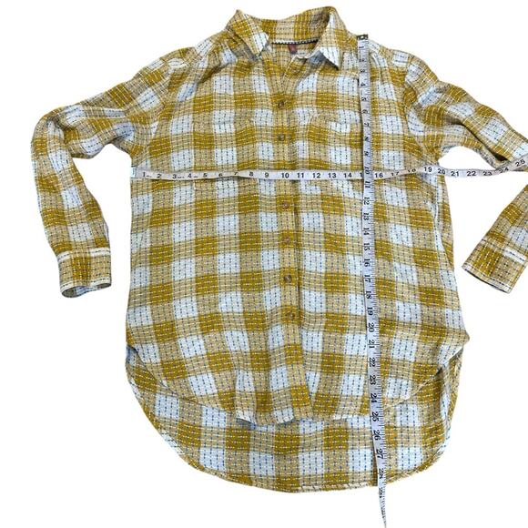 Anthropologie Pilcro Yellow Oversized Plaid Button Down Top Size XS - Picture 8 of 11